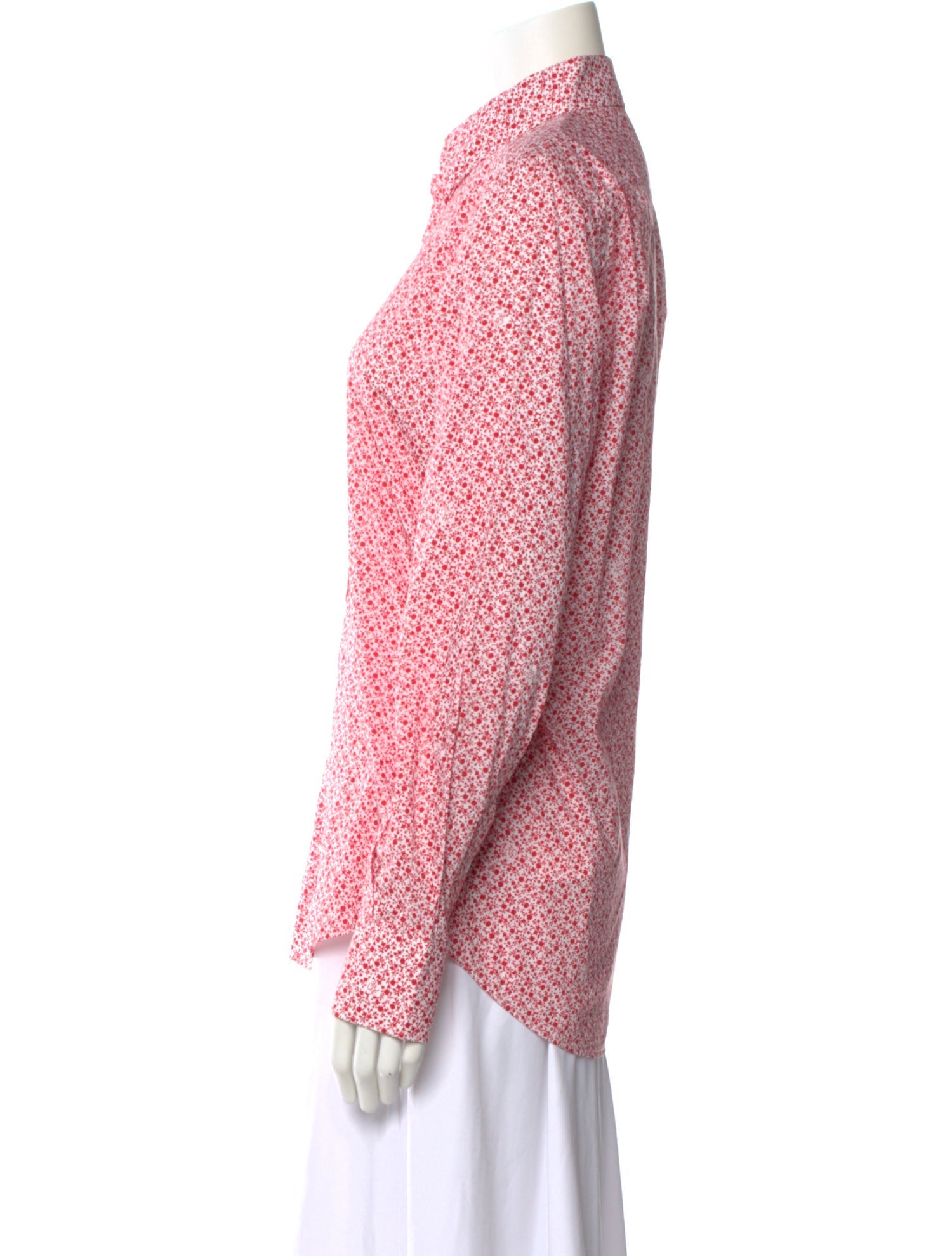 CH Carolina Herrera Floral Print Long Sleeve Button-Up Top