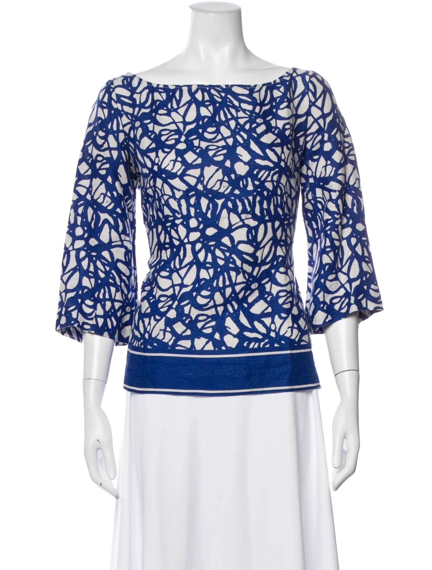 CH Carolina Herrera Linen Printed Top