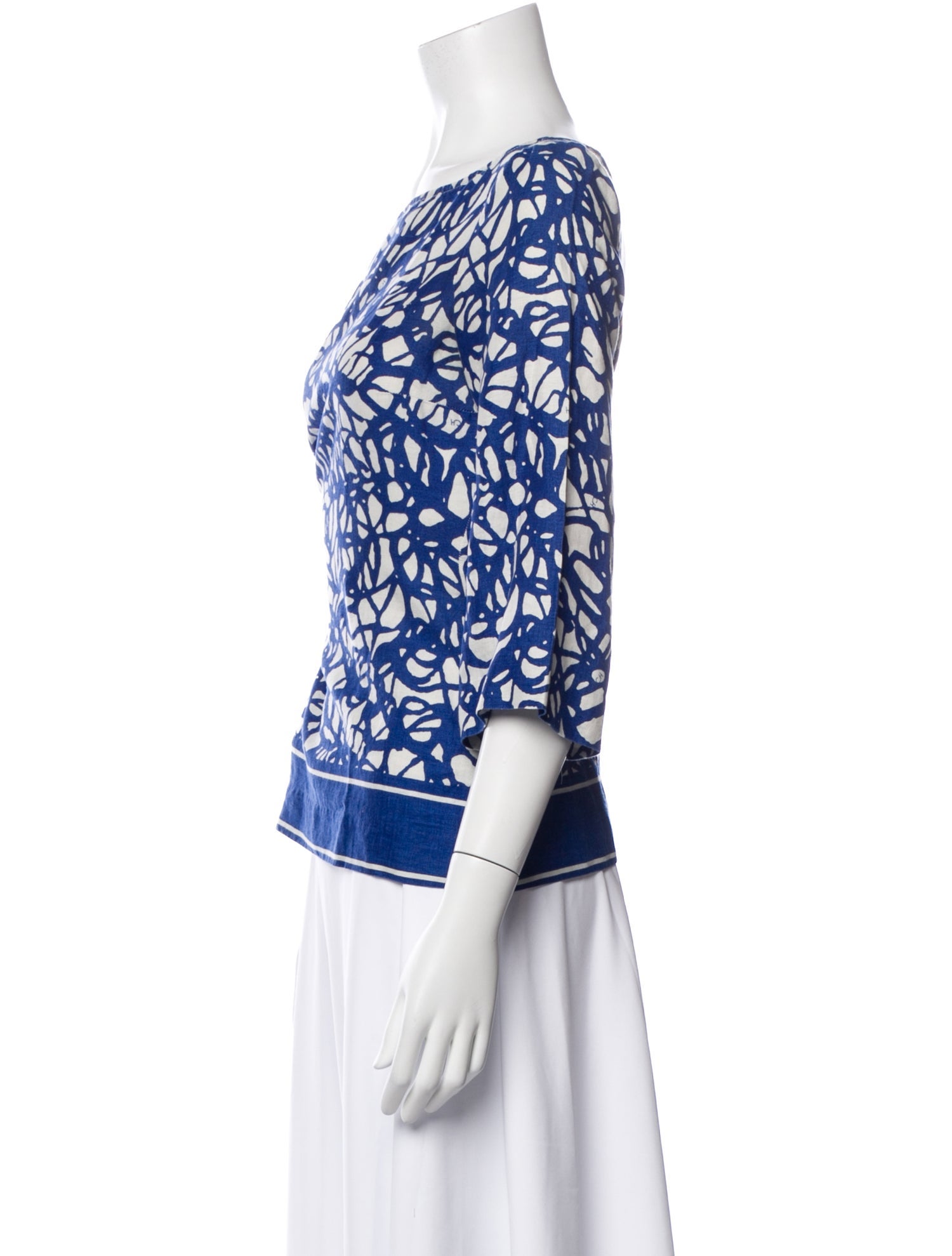 CH Carolina Herrera Linen Printed Top