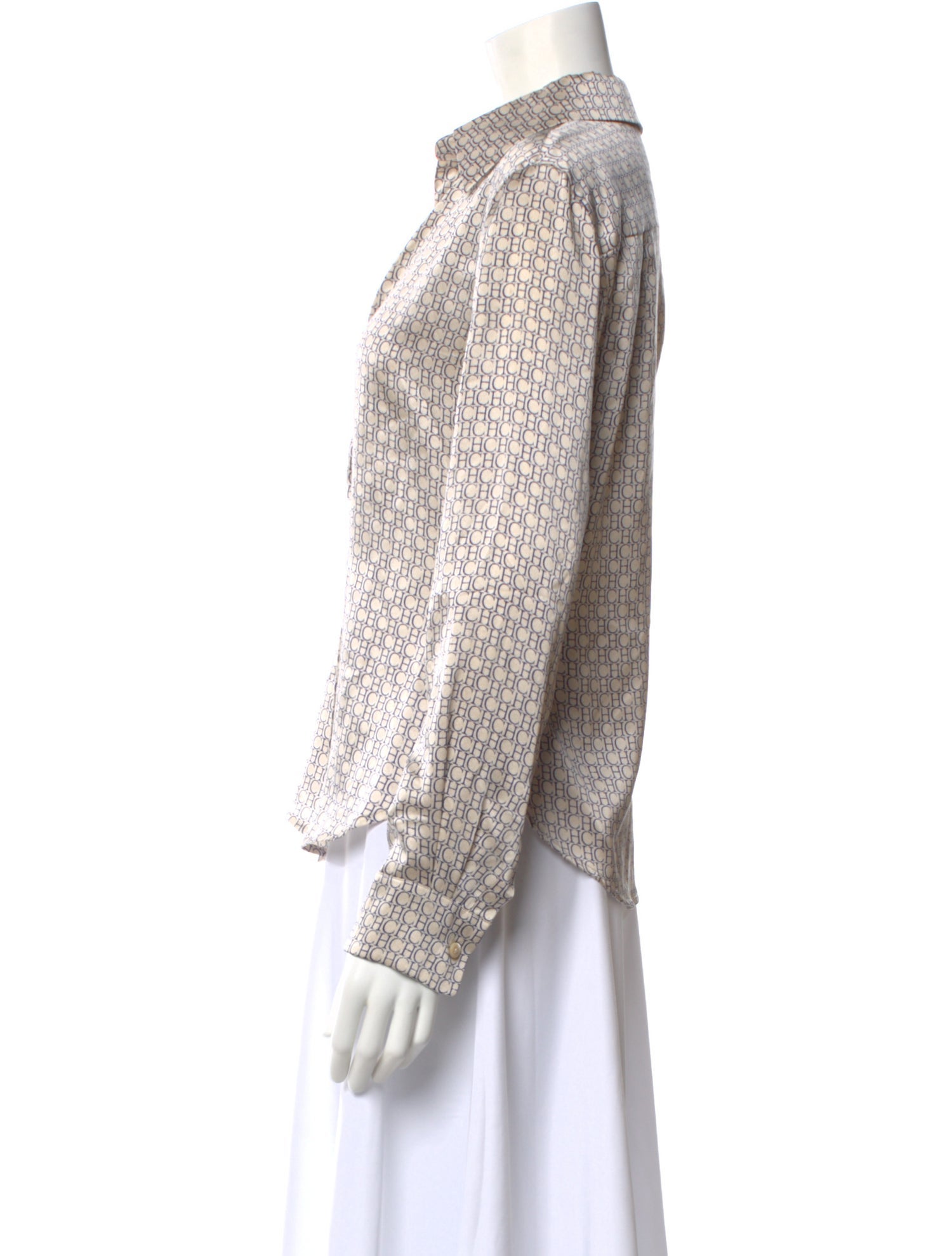 CH Carolina Herrera Silk Printed Button-Up Top