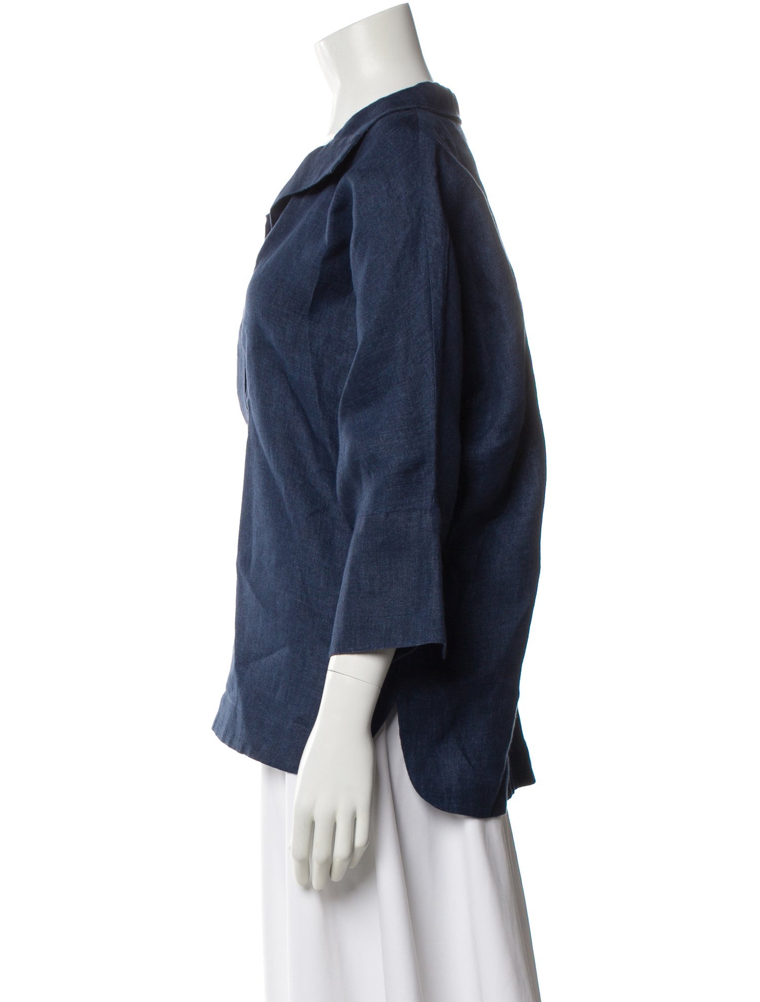 CH Carolina Herrera Linen Three-Quarter Sleeve Top