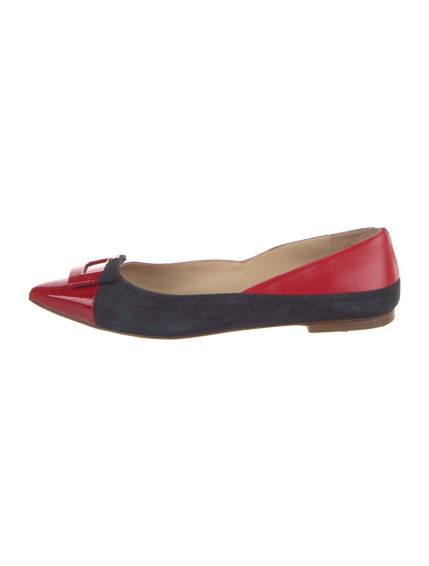 CH Carolina Herrera Patent Leather Colorblock Pattern Ballet Flats