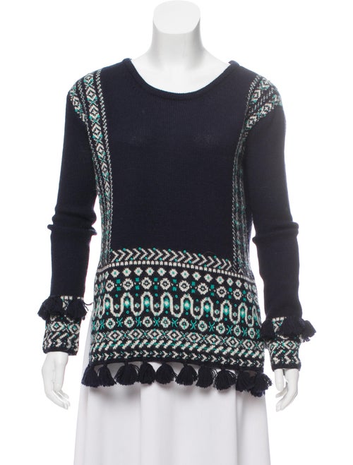 Calypso Baby Alpaca Tassel-Trimmed Sweater Navy