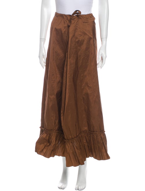 Calypso Silk Midi Length Skirt Brown