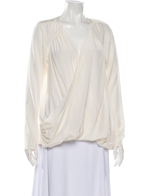 Calypso Silk V-Neck Blouse White