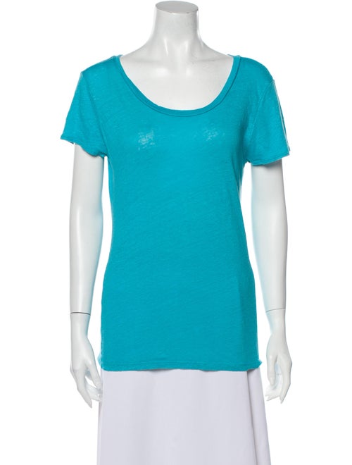 Calypso Linen Scoop Neck T-Shirt Blue