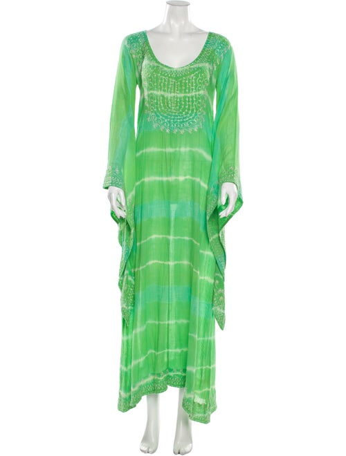 Calypso Tie-Dye Print Long Dress Green