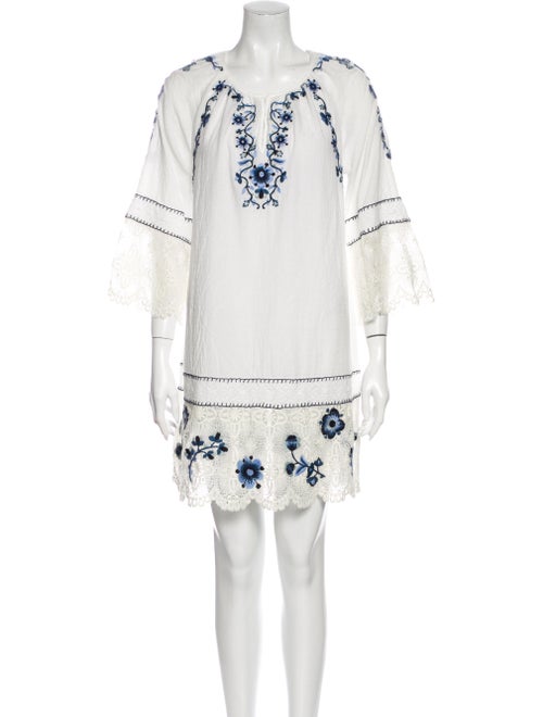 Calypso Printed Embroidered Accent Cover-Up White