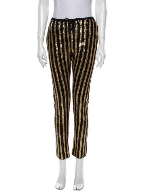 Calypso Striped Skinny Leg Pants Gold