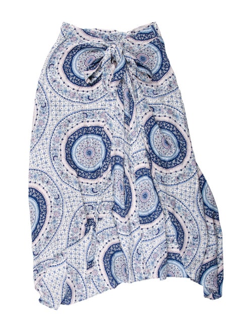 Calypso Silk Midi Length Skirt Blue