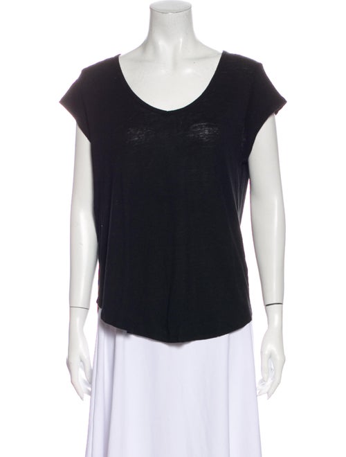 Calypso Linen Scoop Neck T-Shirt Black
