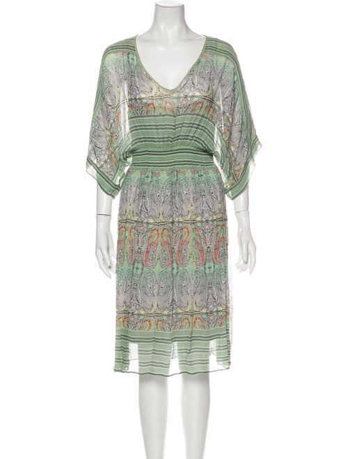 Calypso Silk Knee-Length Dress Green