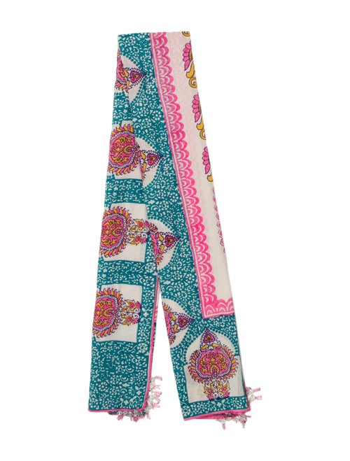 Calypso Knit Print Scarf White