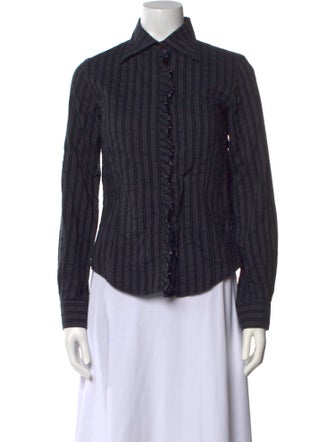 Calypso St. Barth Silk Striped Button-Up Top