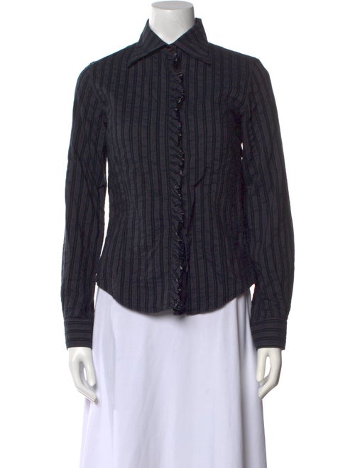 Calypso St. Barth Silk Striped Button-Up Top