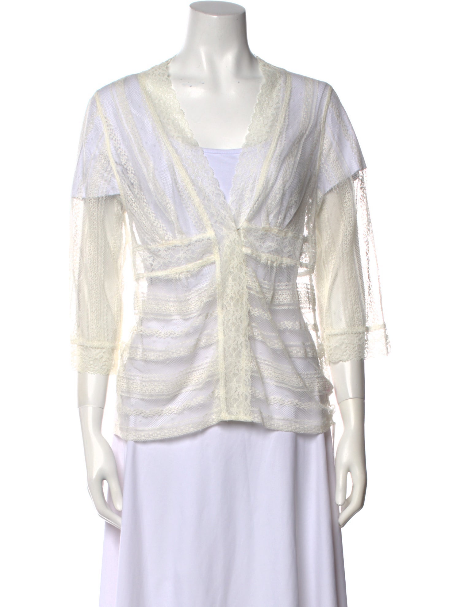 Calypso St. Barth Lace Pattern V-Neck Sweater