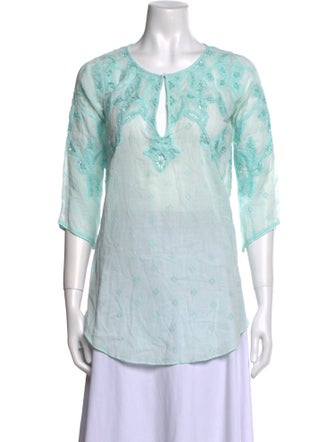 Calypso St. Barth Lace Pattern Crew Neck Tunic