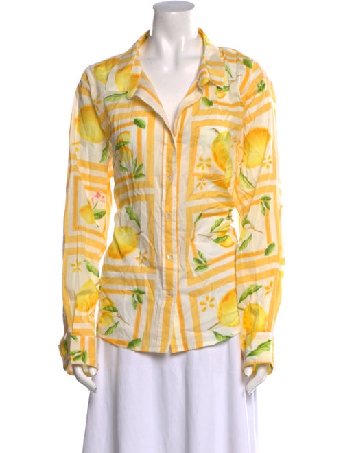 Calypso St. Barth Printed Long Sleeve Button-Up Top