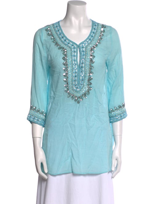 Calypso St. Barth V-Neck Three-Quarter Sleeve Tunic