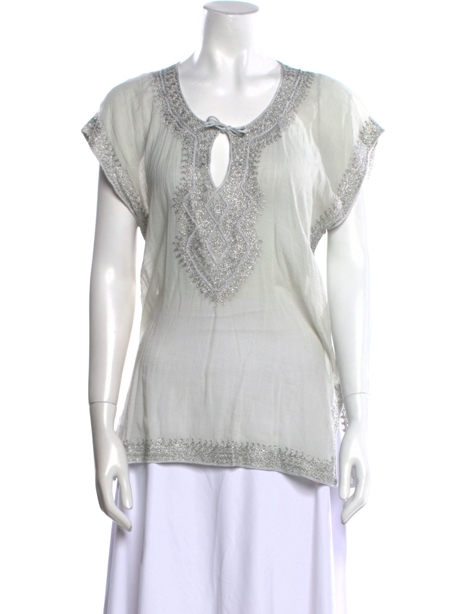 Calypso St. Barth Tie Neck Short Sleeve Tunic