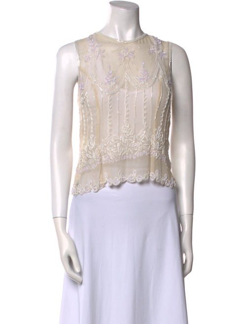 Calypso St. Barth Silk Crew Neck Crop Top