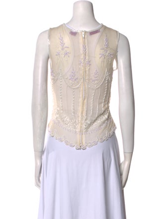 Calypso St. Barth Silk Crew Neck Crop Top