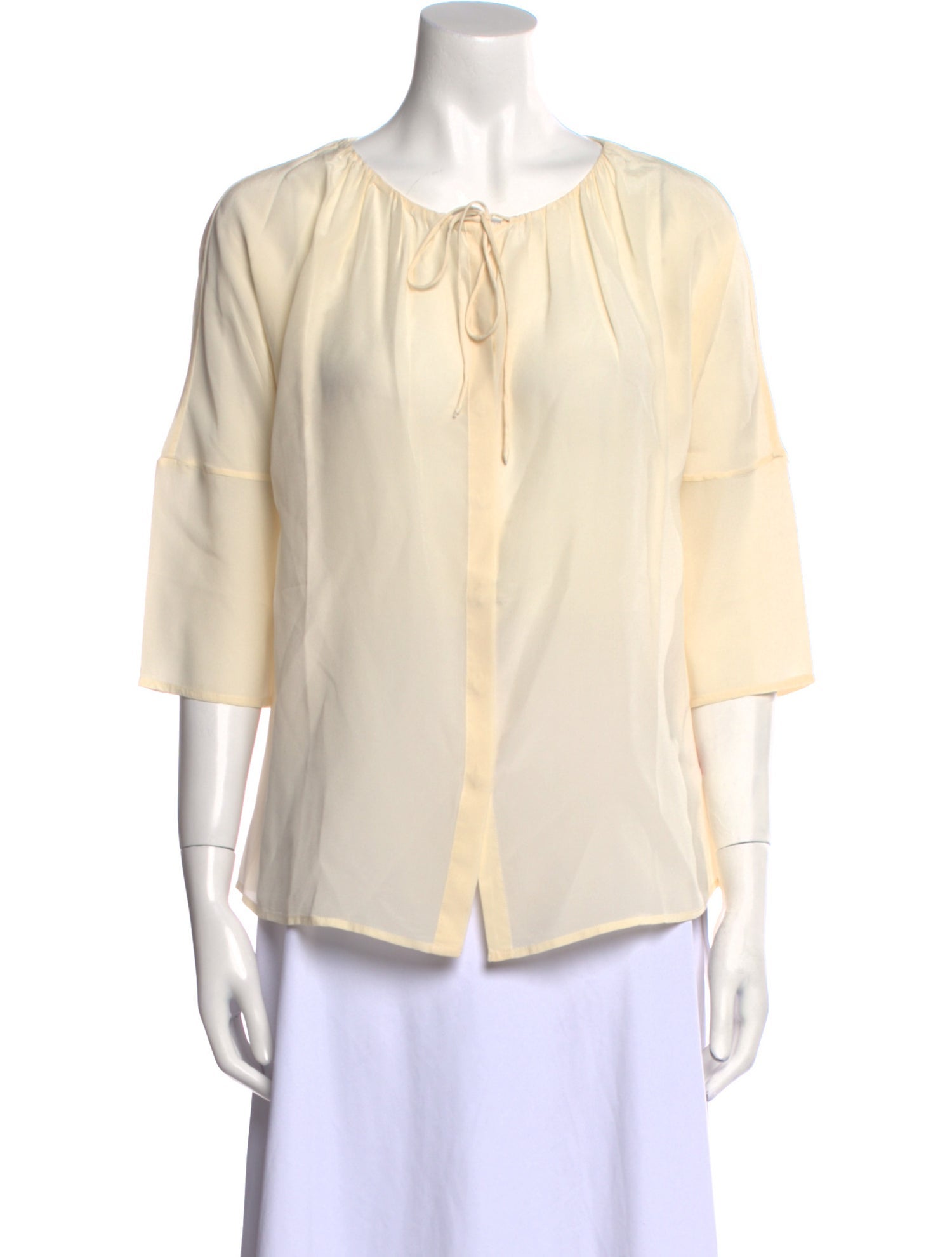 Calypso St. Barth Silk Tie Neck Blouse