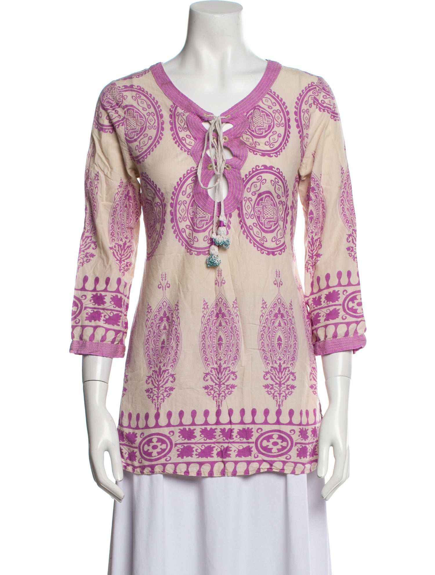 Calypso St. Barth Paisley Print V-Neck Tunic