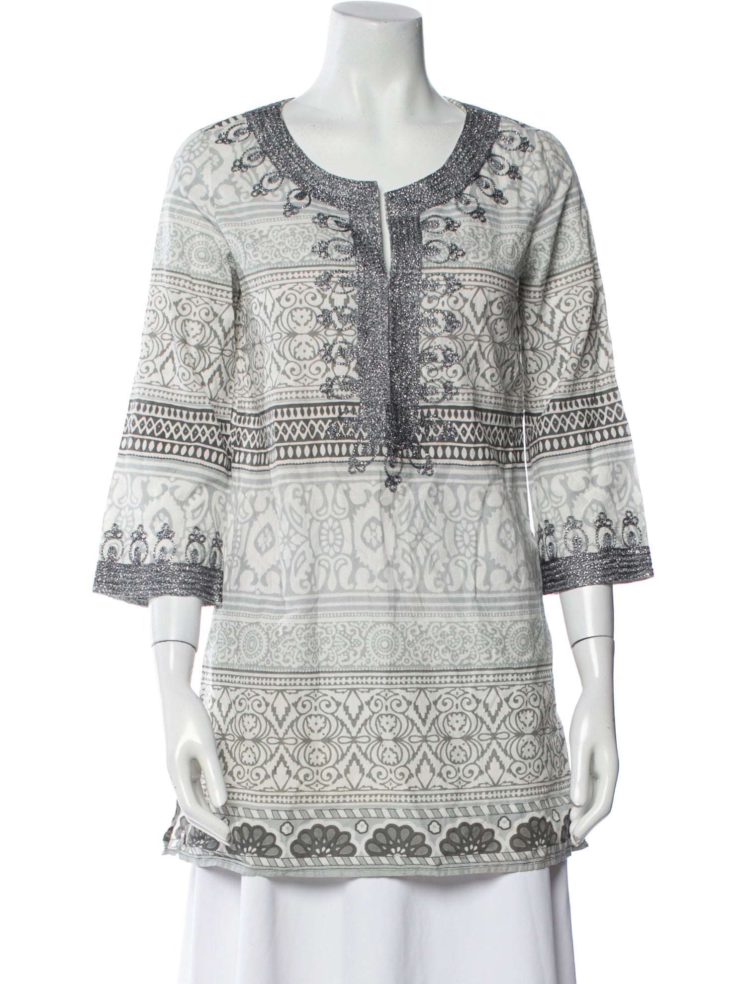 Calypso St. Barth Paisley Print Scoop Neck Tunic