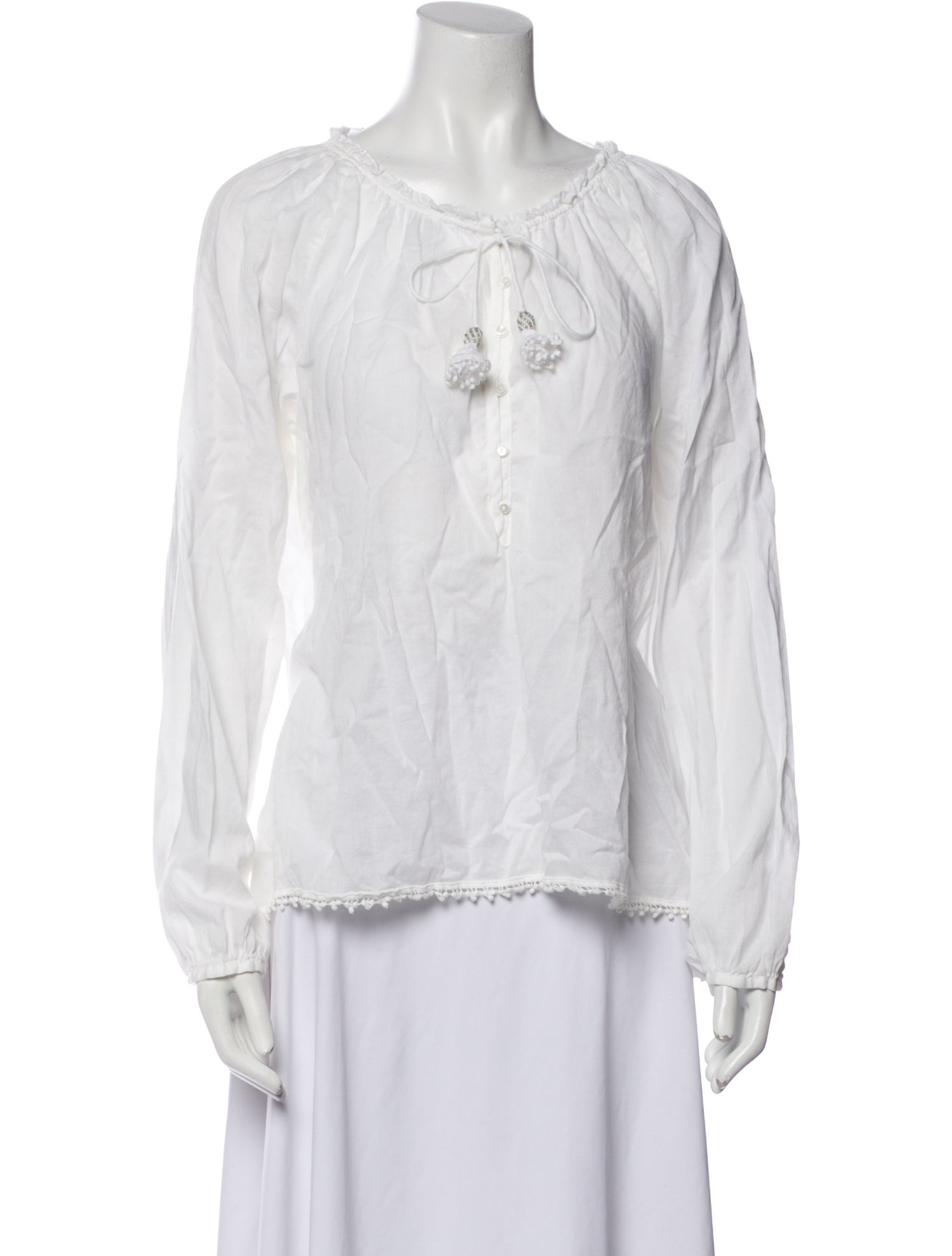 Calypso St. Barth V-Neck Long Sleeve Blouse