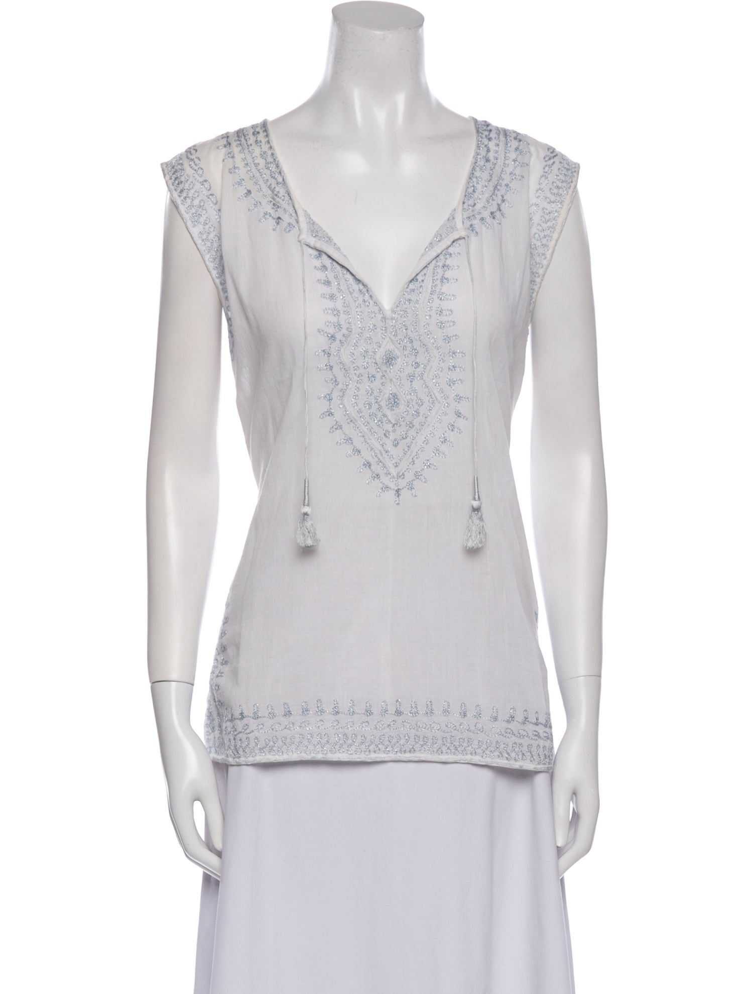 Calypso St. Barth Lace Pattern V-Neck Top