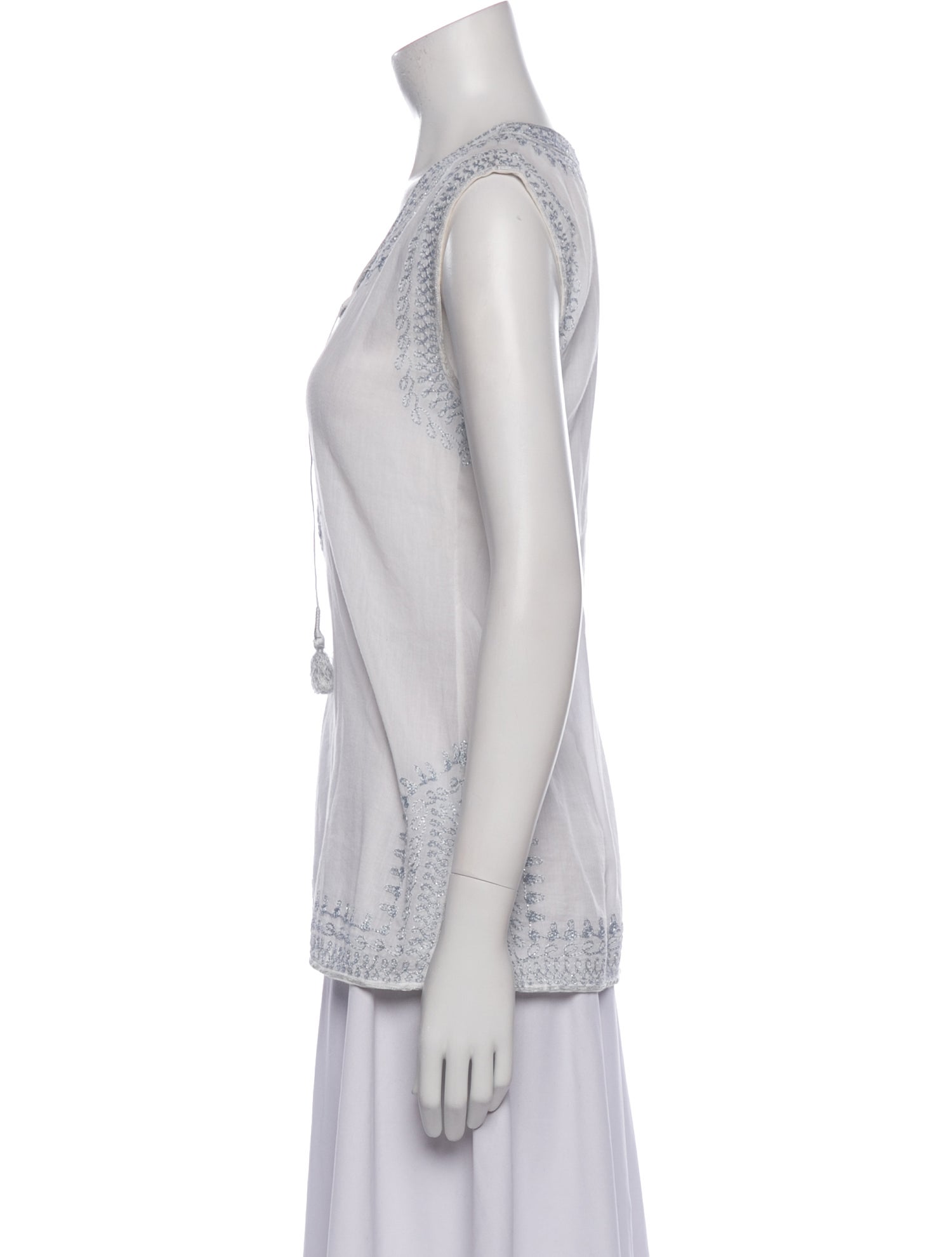 Calypso St. Barth Lace Pattern V-Neck Top