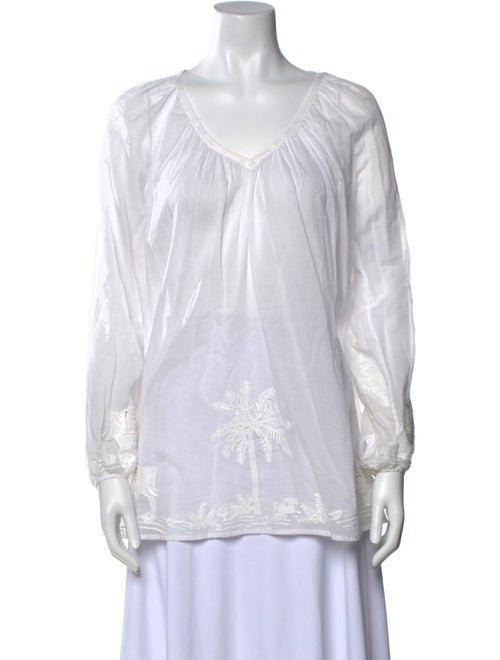 Calypso St. Barth Tie-Dye Print V-Neck Blouse