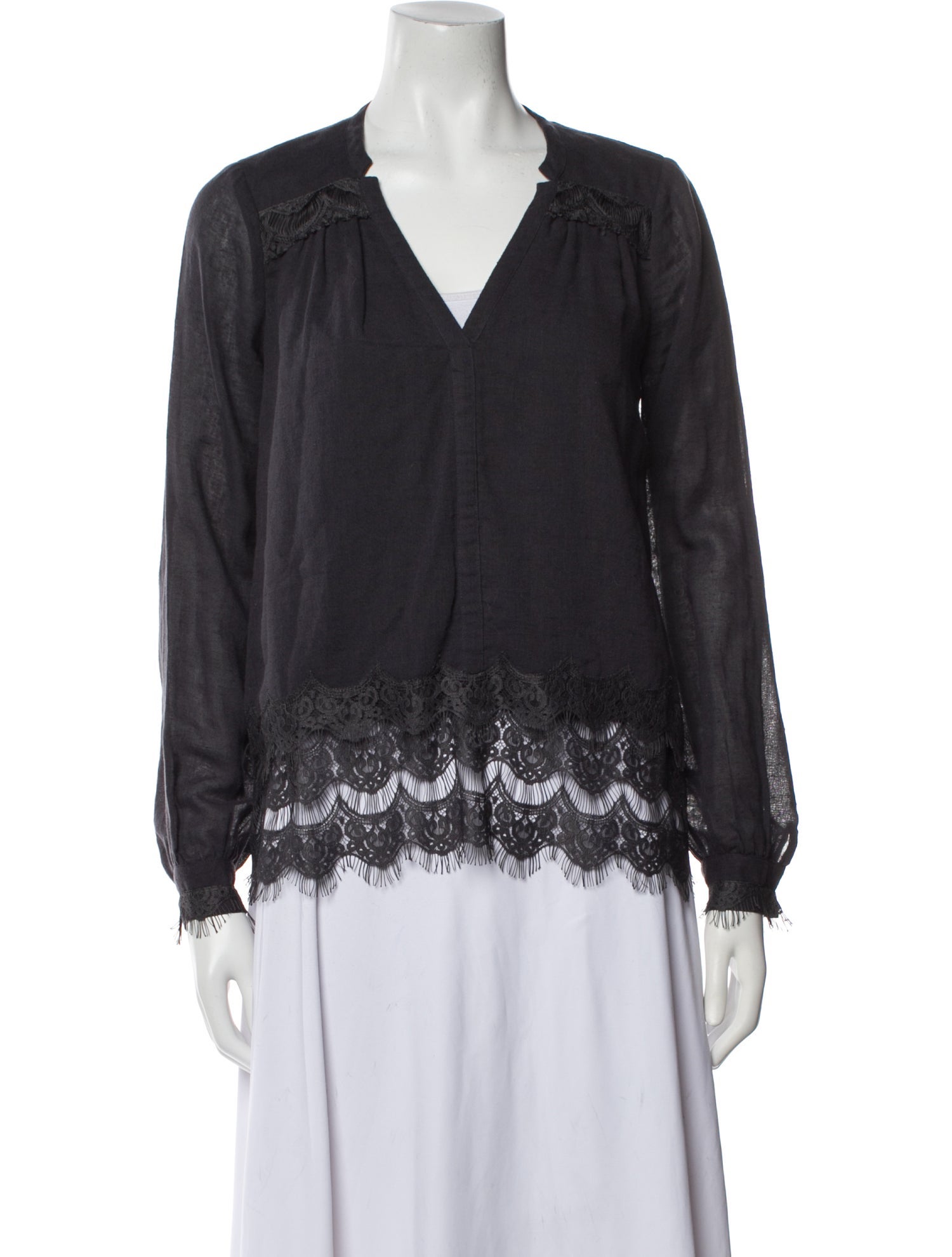 Calypso St. Barth V-Neck Long Sleeve Blouse