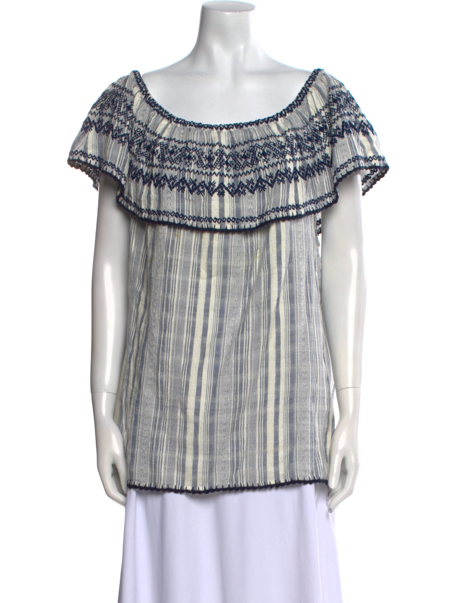 Calypso St. Barth Striped Scoop Neck Blouse