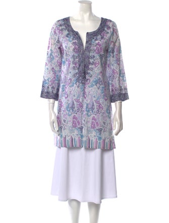 Calypso St. Barth Paisley Print V-Neck Tunic