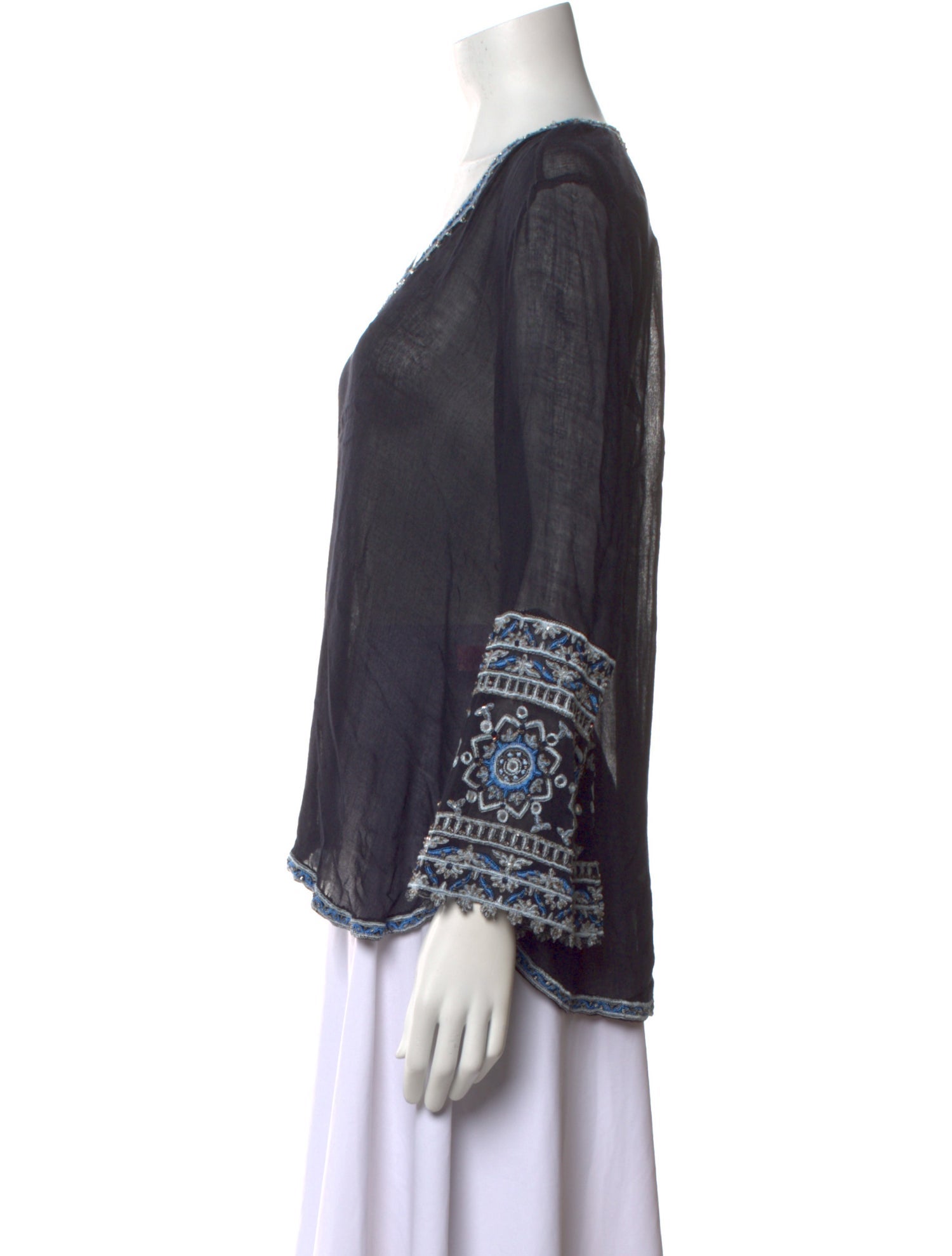 Calypso St. Barth Patterned V-Neck Blouse