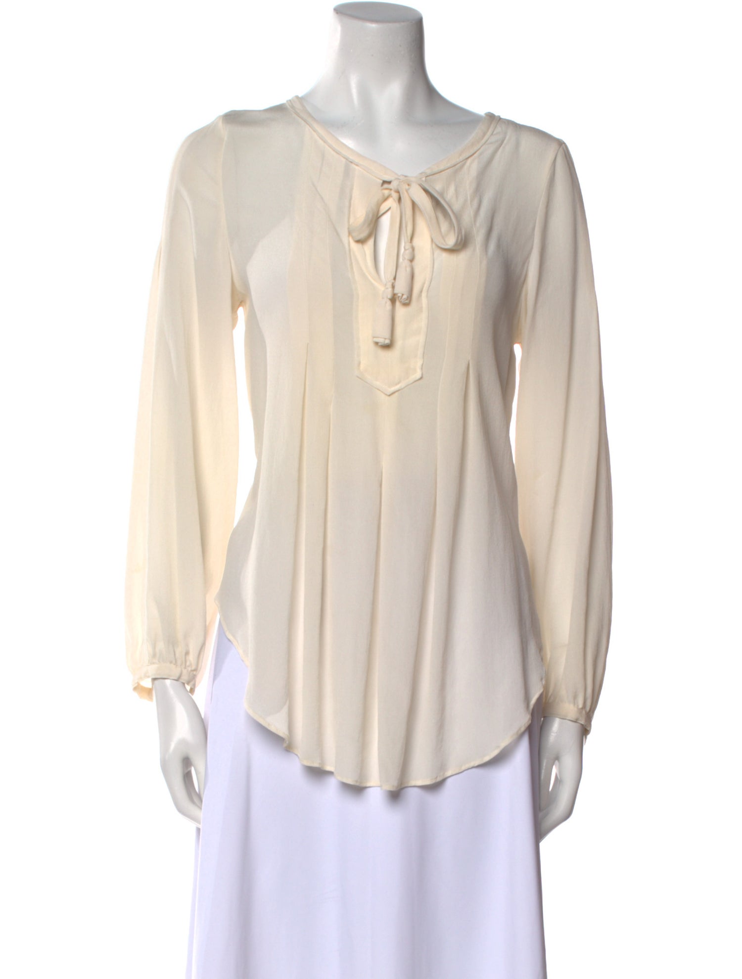 Calypso St. Barth Silk Tie Neck Blouse