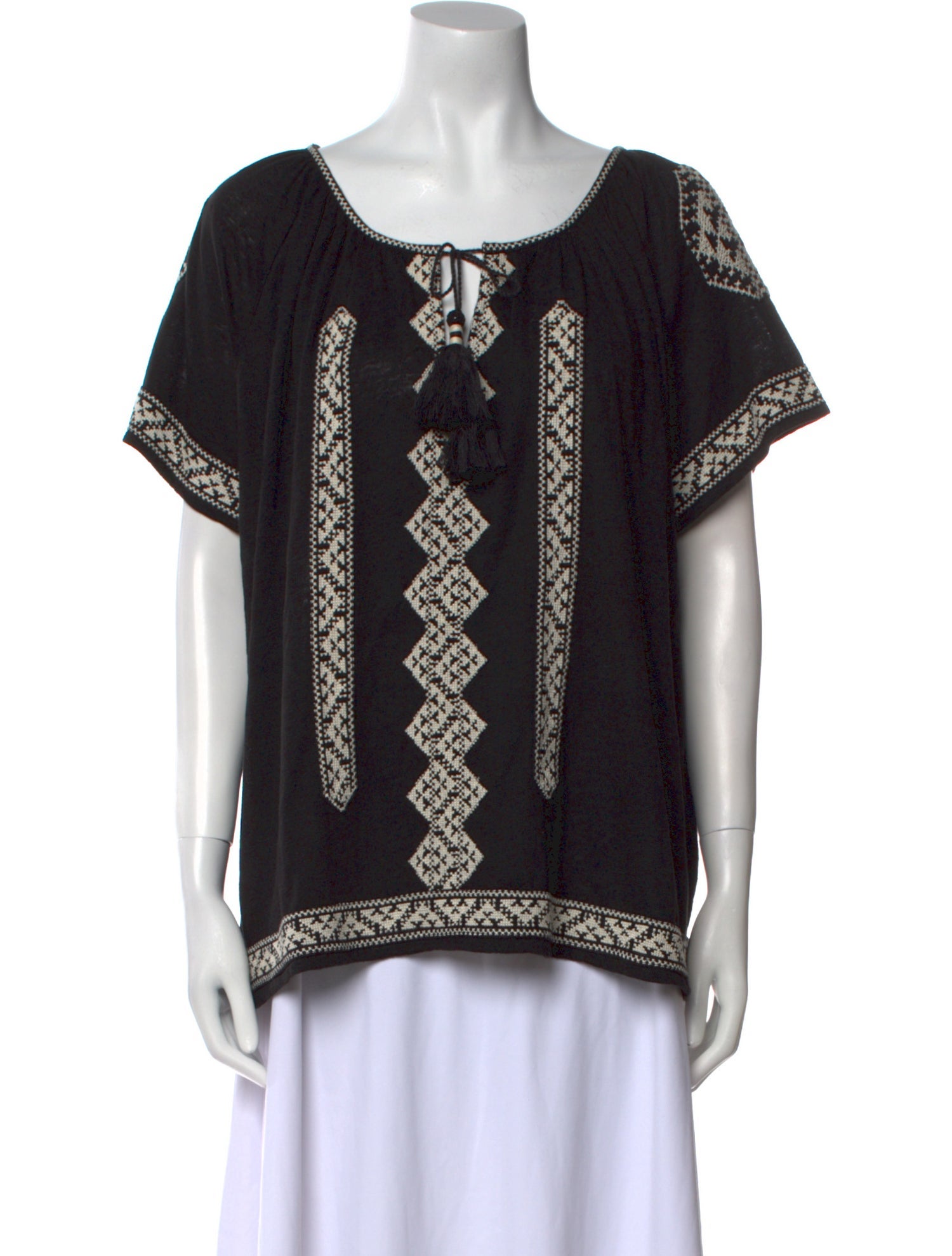 Calypso St. Barth Linen Scoop Neck Blouse