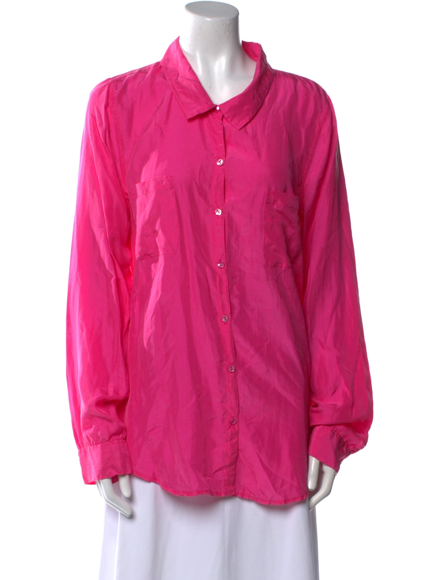 Calypso St. Barth Silk Long Sleeve Button-Up Top