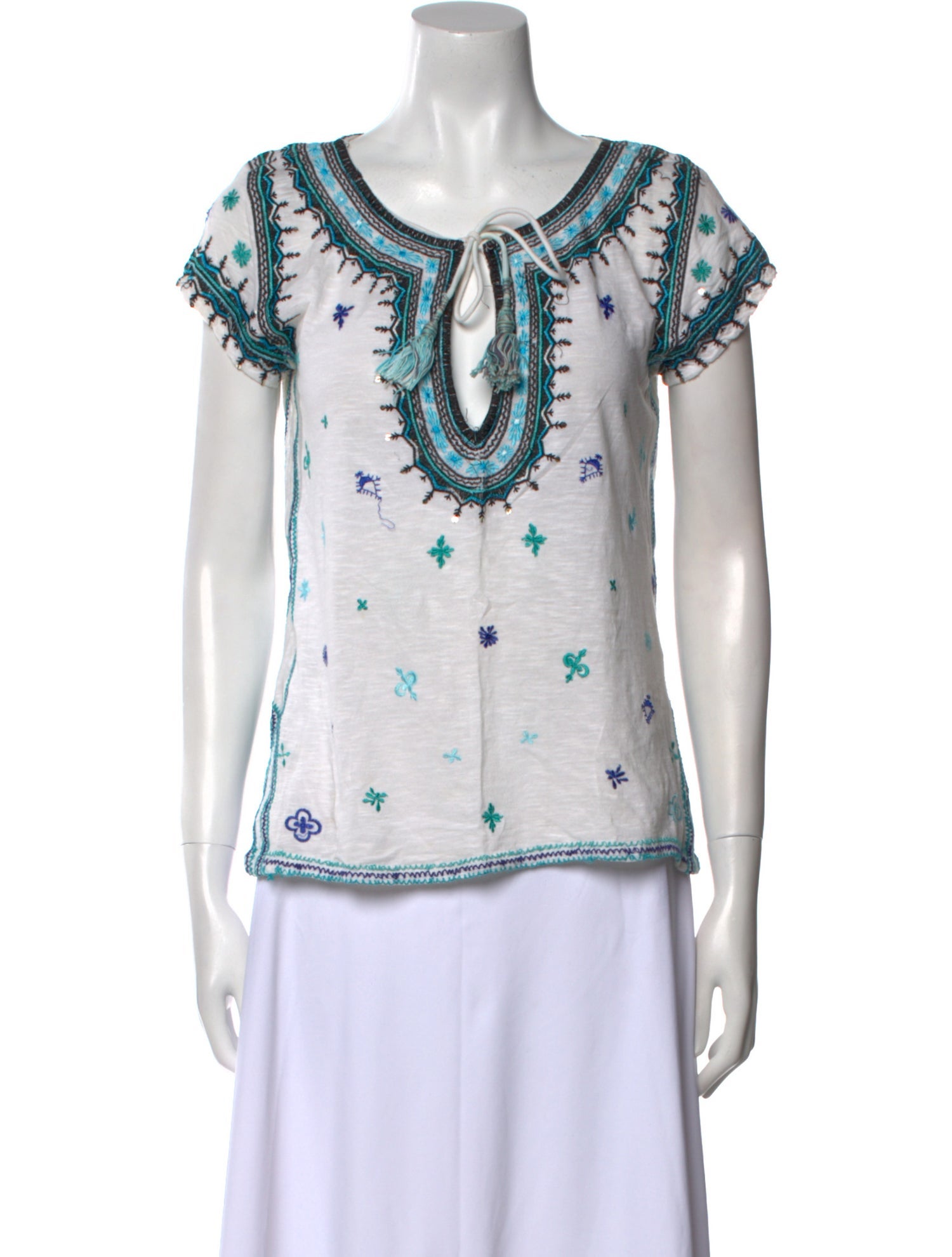 Calypso St. Barth Printed Scoop Neck Blouse