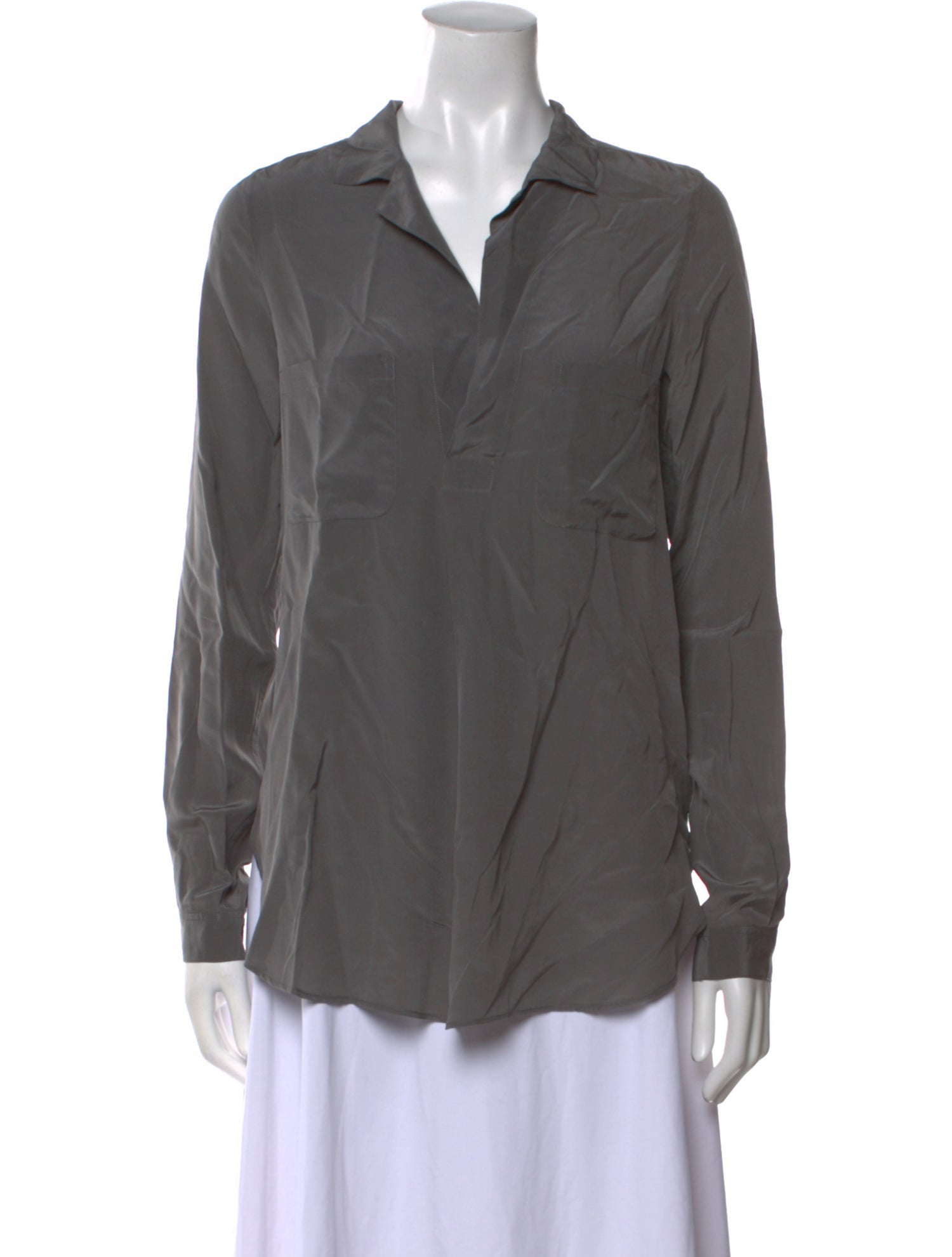 Calypso St. Barth Silk Long Sleeve Button-Up Top