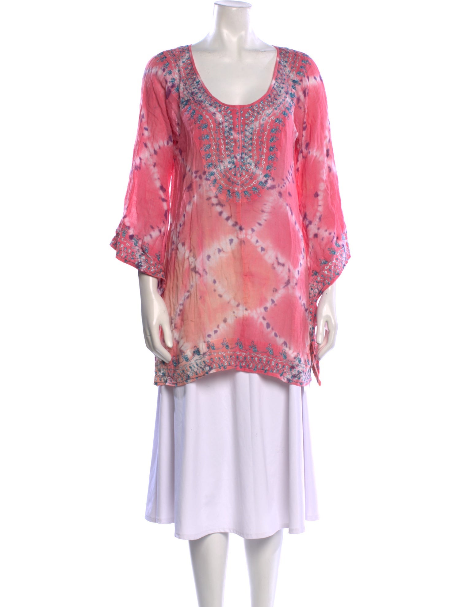 Calypso St. Barth Tie-Dye Print Scoop Neck Tunic