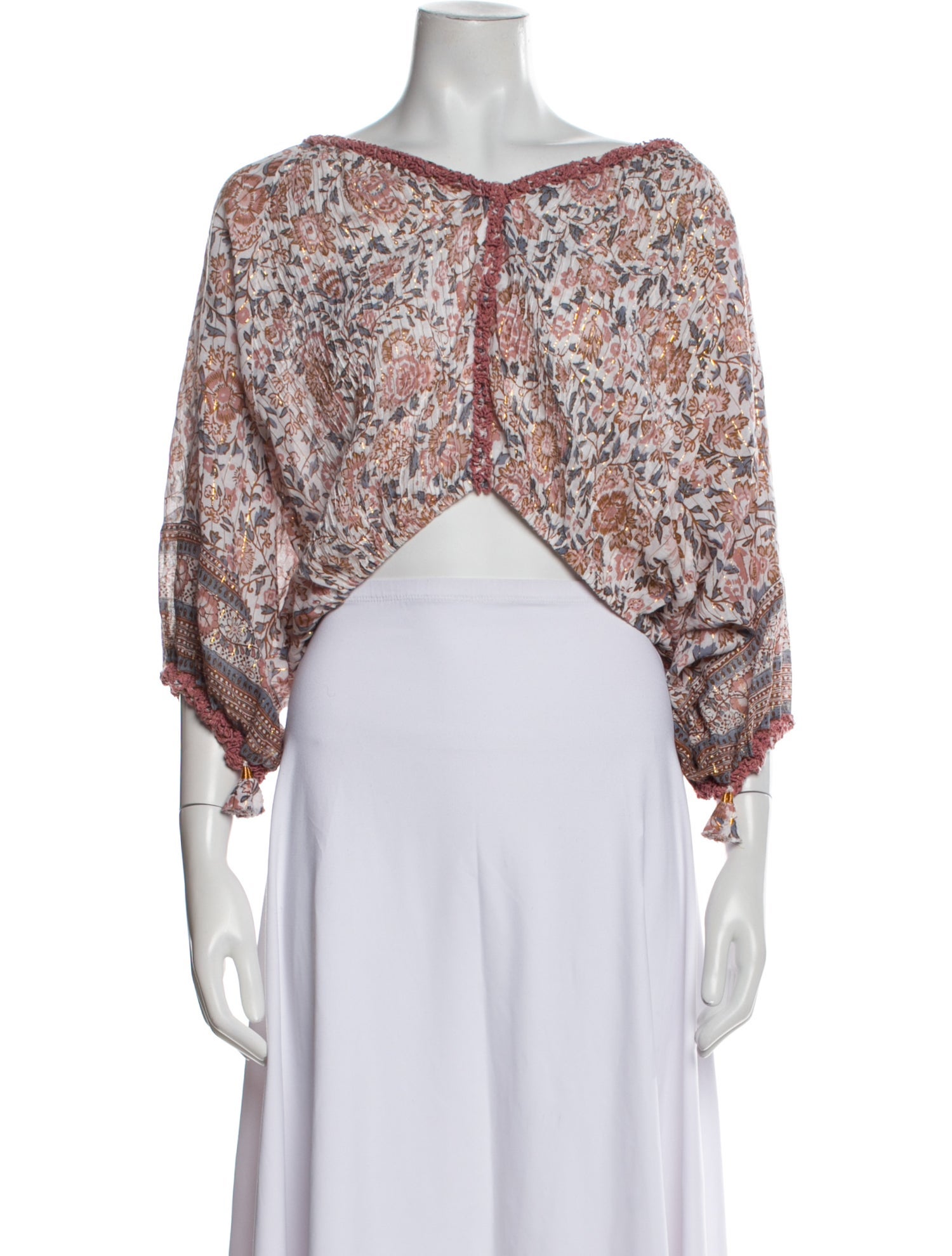 Calypso St. Barth Paisley Print Off-The-Shoulder Crop Top