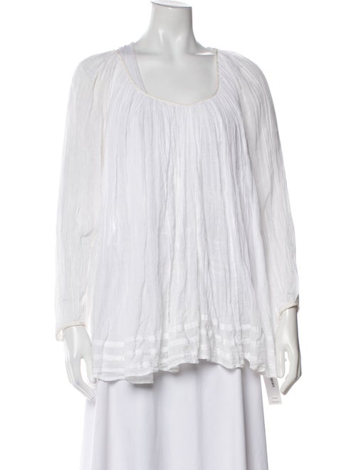 Calypso St. Barth Scoop Neck Three-Quarter Sleeve Blouse