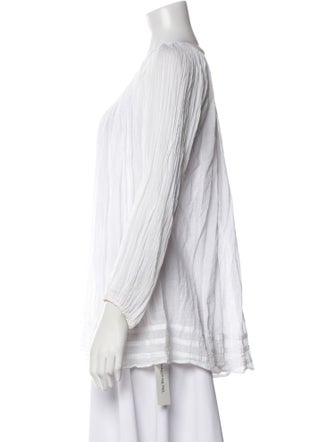 Calypso St. Barth Scoop Neck Three-Quarter Sleeve Blouse