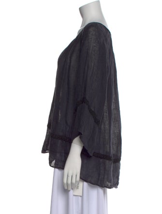 Calypso St. Barth Linen Scoop Neck Blouse