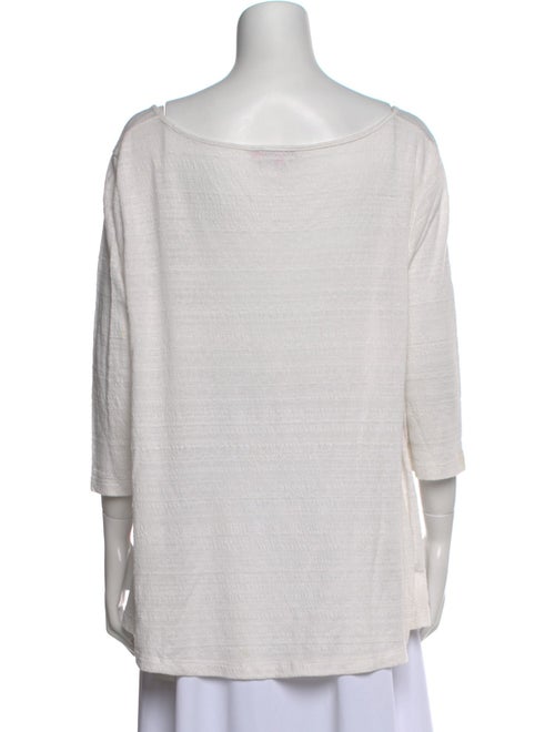 Calypso St. Barth Bateau Neckline Three-Quarter Sleeve Crop Top