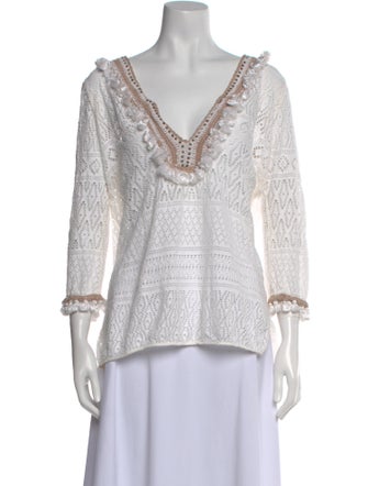 Calypso St. Barth V-Neck Three-Quarter Sleeve Top