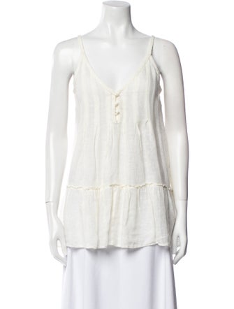 Calypso St. Barth Linen V-Neck Blouse